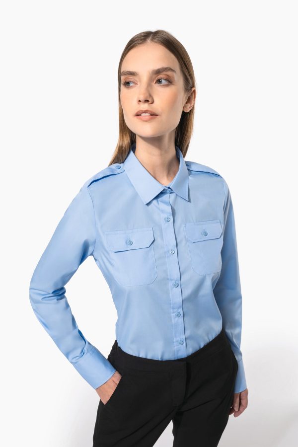 Camisa piloto de senhora de manga comprida