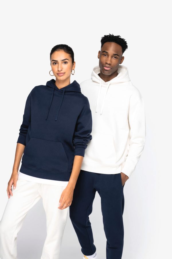 Sweatshirt eco-responsável com capuz e ombros descaídos cardada unissexo
