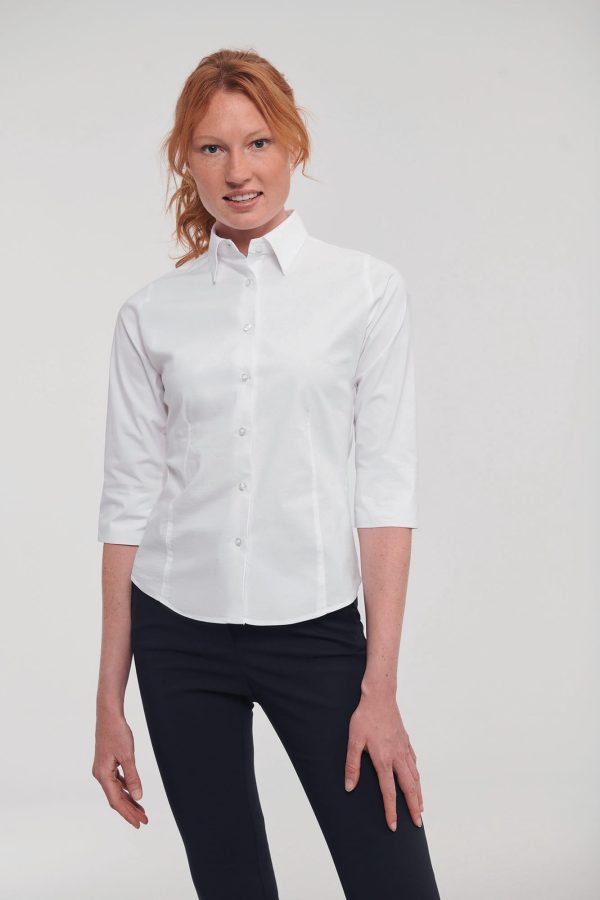 Camisa justa de senhora com manga a 3/4
