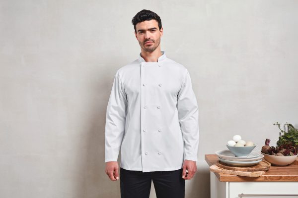 Jaleca de chef unissexo de manga comprida