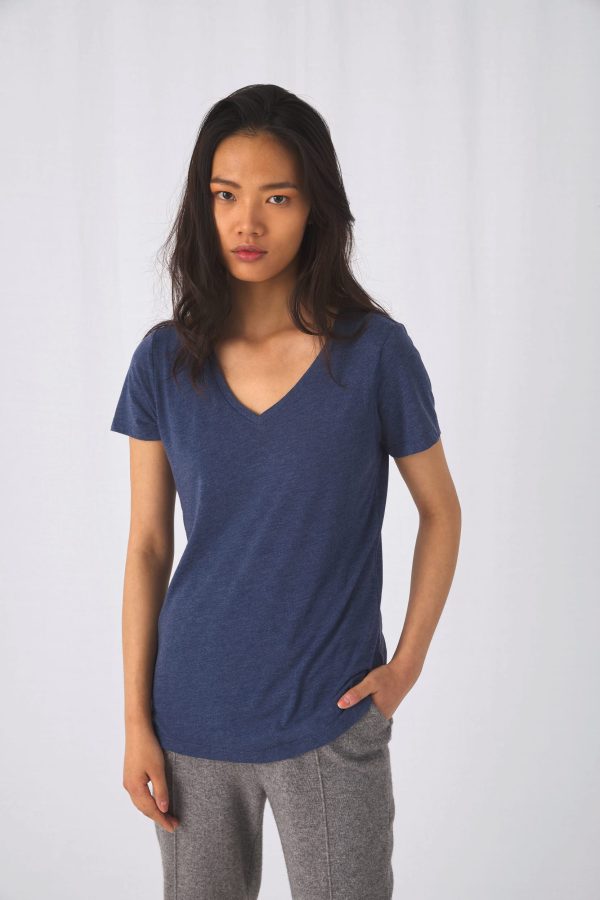 T-shirt Triblend de senhora com decote em V