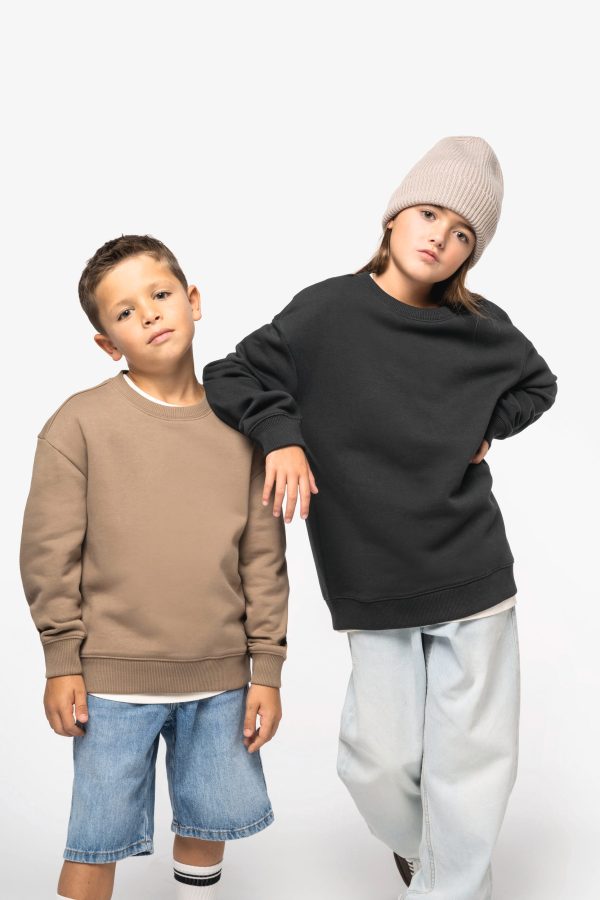 Sweatshirt eco-responsável decote redondo oversize de criança