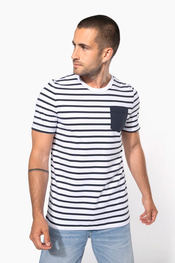 T-shirt às riscas estilo marinheiro de manga curta com bolso