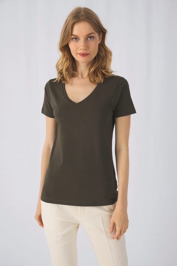 T-shirt Organic Inspire de senhora com decote em V