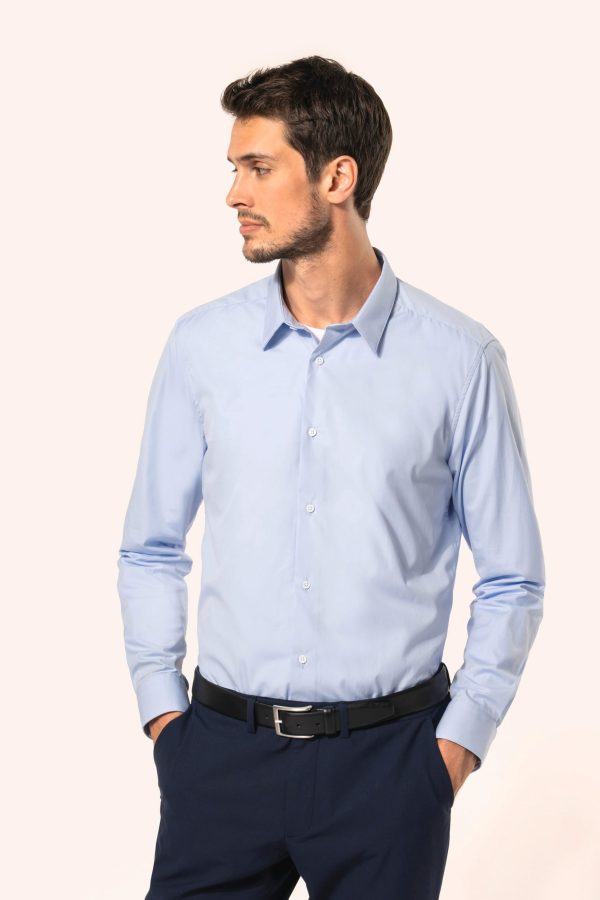 Camisa popeline de manga comprida de homem