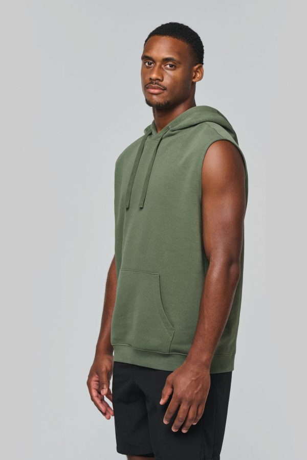 Sweatshirt com capuz sem manga unissexo