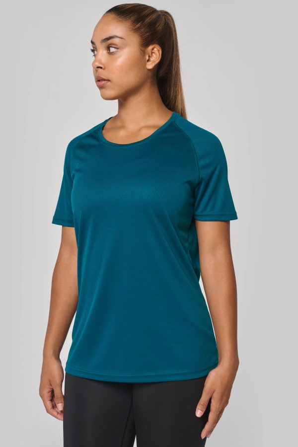T-shirt de desporto de senhora de material reciclado com decote redondo