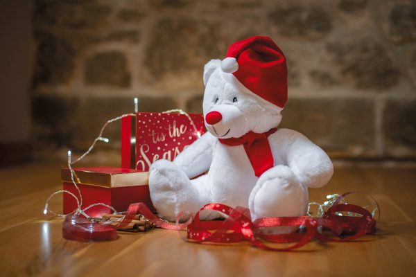 Urso de Natal de peluche com fecho