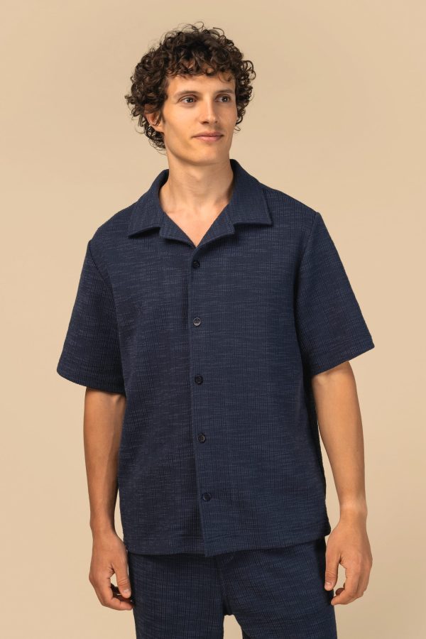 Camisa de manga curta texturada de homem