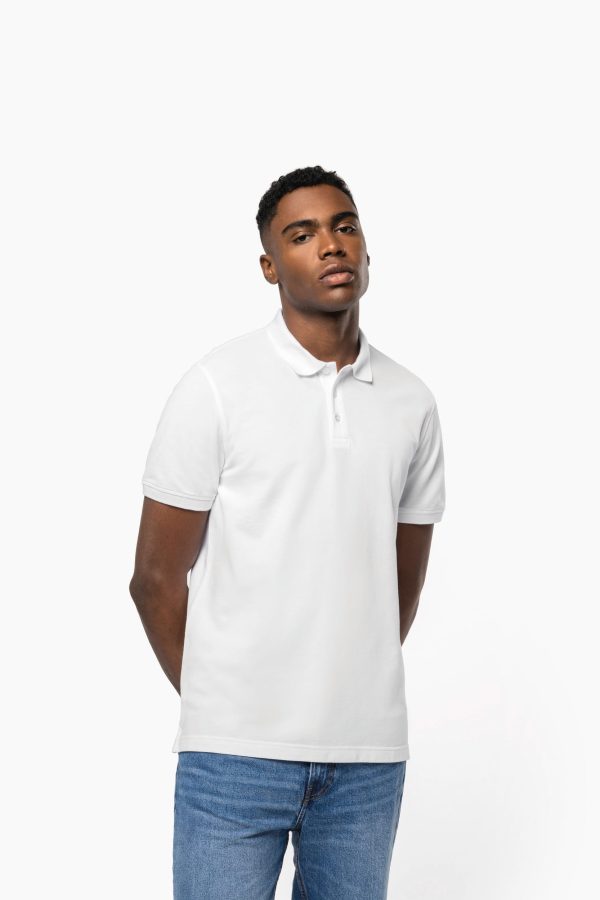Polo em malha piqué manga curta de homem
